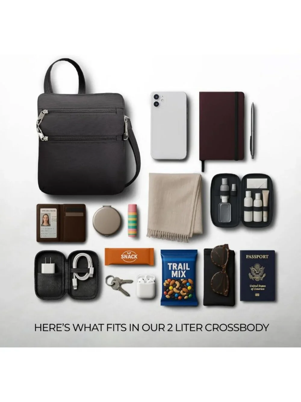 Anti-Theft Classic Slim Double Zip Crossbody Bag - Travel-Friendly & Stylish